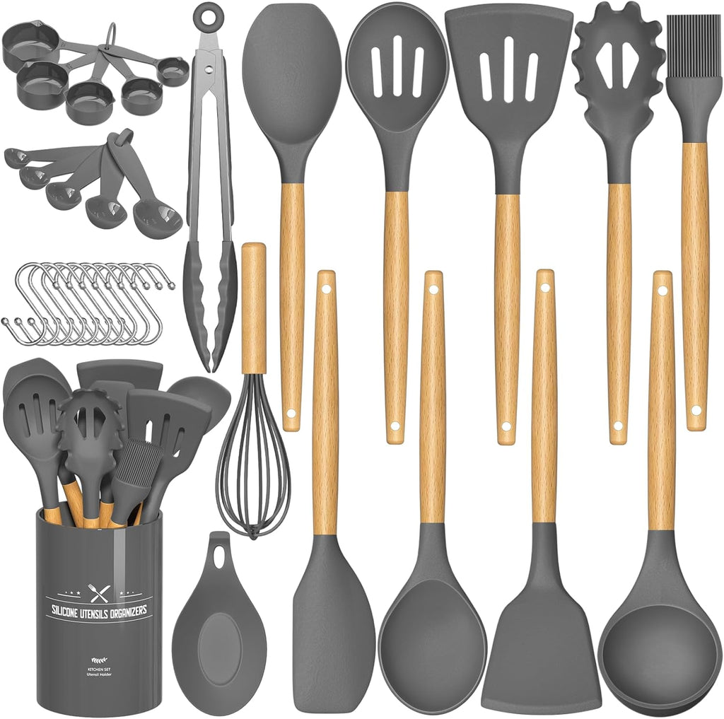 Kitchen Cooking Utensils Set, 33 pcs Non-Stick Silicone