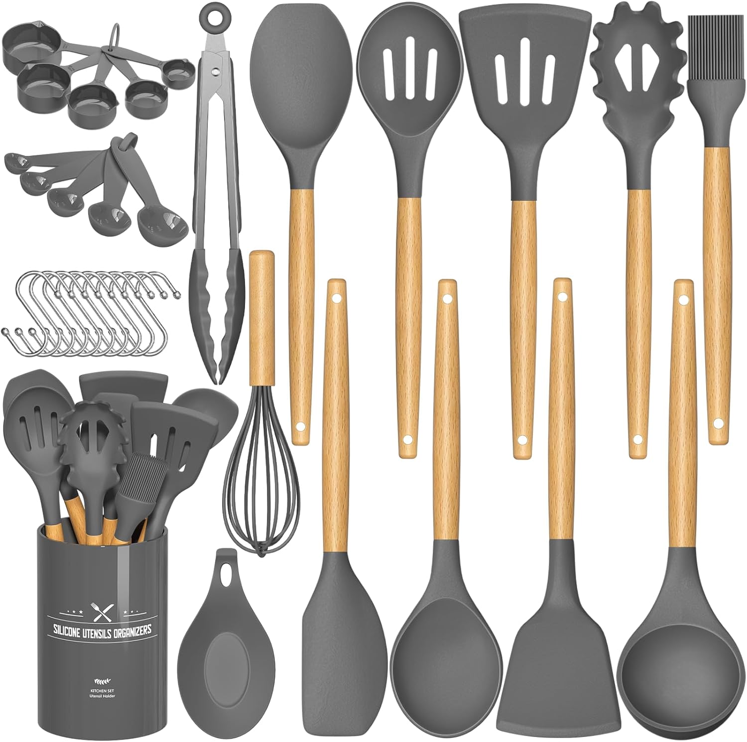 Kitchen Cooking Utensils Set, 33 pcs Non-Stick Silicone