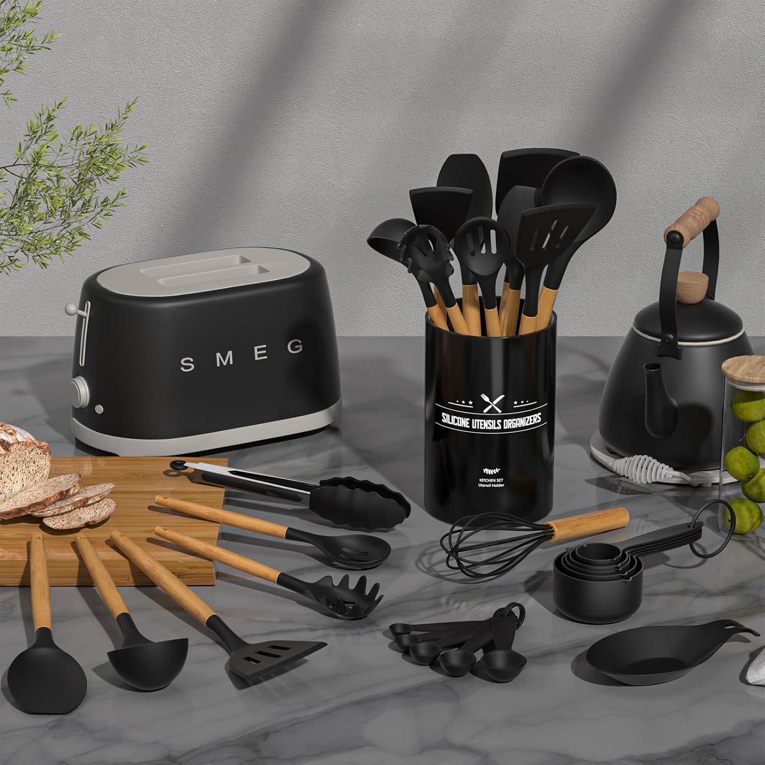 Kitchen Cooking Utensils Set, 33 pcs Non-Stick Silicone