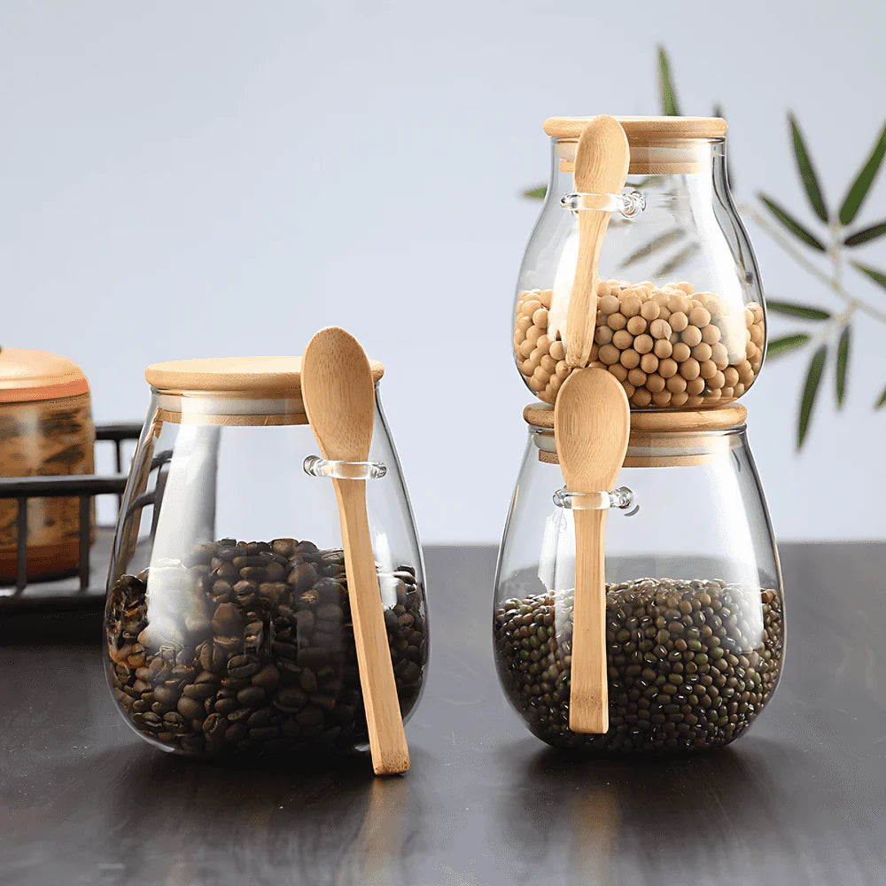 Cascina airtight coffee and tea storage jar with bamboo lid