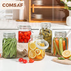 ComSaf airtight glass canister set of 3 with lids for kitchen and pantry storage