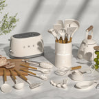 Complete 33 pcs Umite Chef silicone kitchen utensils with holder in khaki color