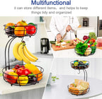 Dimensions of Auledio 2-tier fruit basket with banana hook for countertop storage
