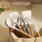 Heat resistant non-stick silicone utensils set safe for nonstick cookware