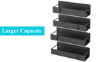 Metal 4 pack black magnetic spice storage racks on refrigerator side