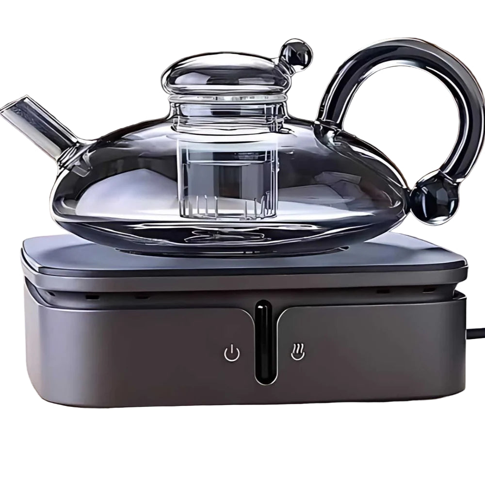Microwave-safe Sereno teapot heating herbal tea in modern kitchen setting