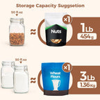 Set of three 50oz clear glass storage jars with airtight lids