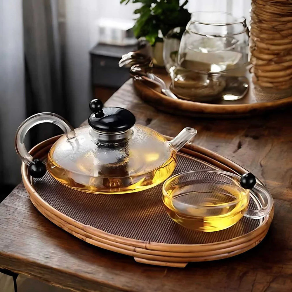 Top view of Sereno teapot lid and filtration system with steam rising